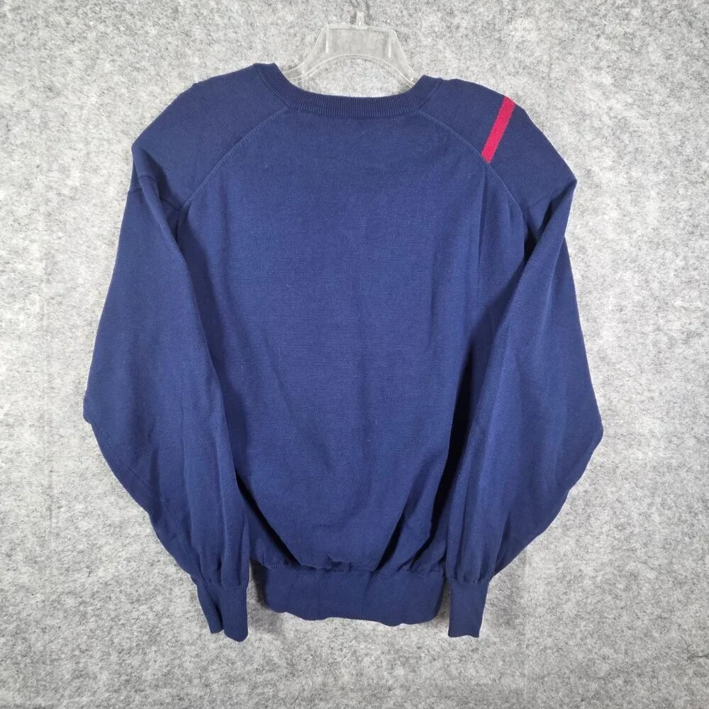 Bobby Jones Vintage Sweater V Neck Pullover Golf Blue Pink Men's Size L Preppy